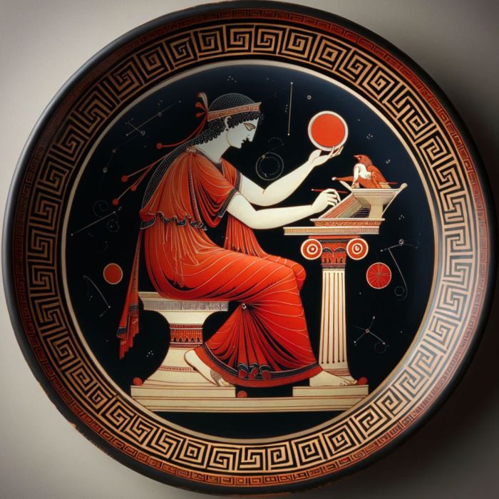 , , piatto di ceramica attica che raffigura divinità greca