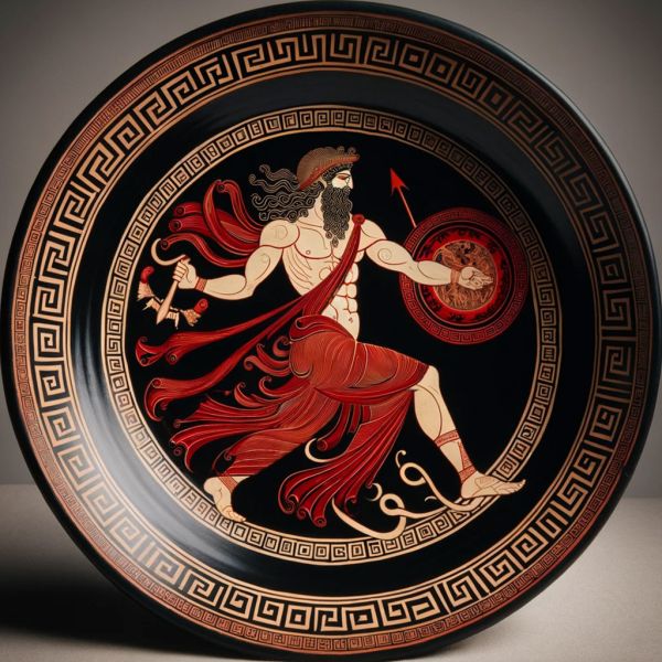 piatto di ceramica attica che raffigura divinità greca